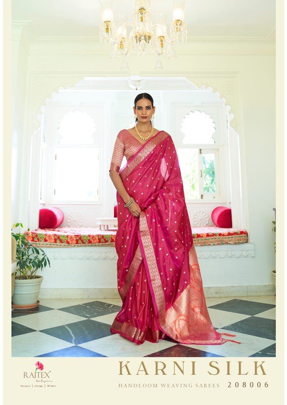 Rajtex Karni Silk 208006 Pink Silk Saree