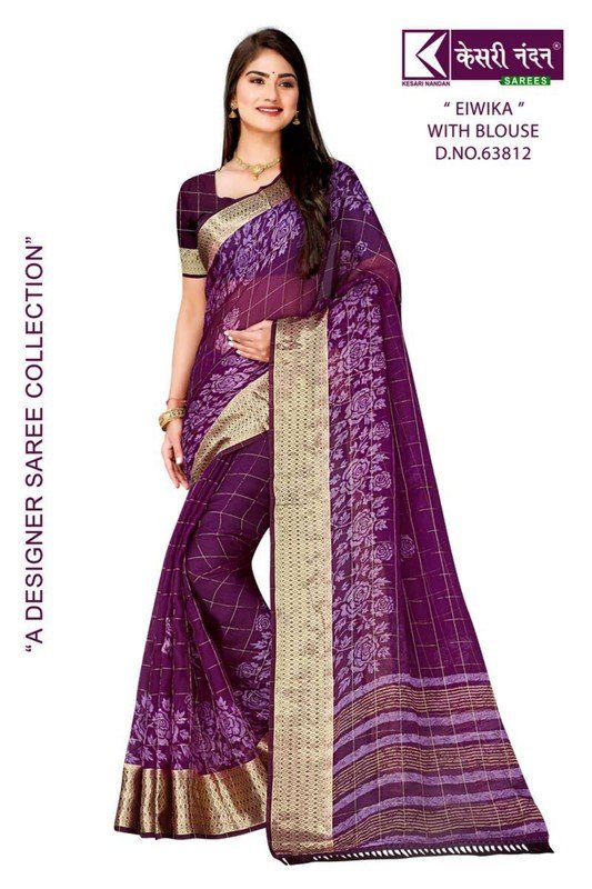 Kesari Nandan Eiwika Kn-E63812 Violet Chiffon Brasso Saree