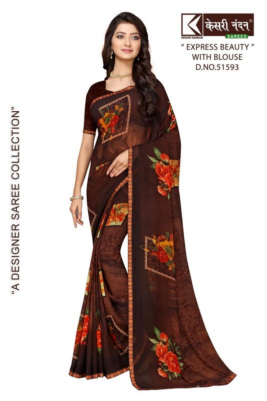 Kesari Nandan Express Beauty Kn-Eb51593 Maroon Georgette Saree