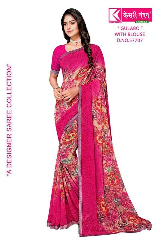 Kesari Nandan Gulabo Kn-G57707 Pink Georgette Saree