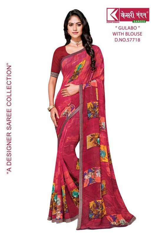 Kesari Nandan Gulabo Kn-G57718 Pink Georgette Saree