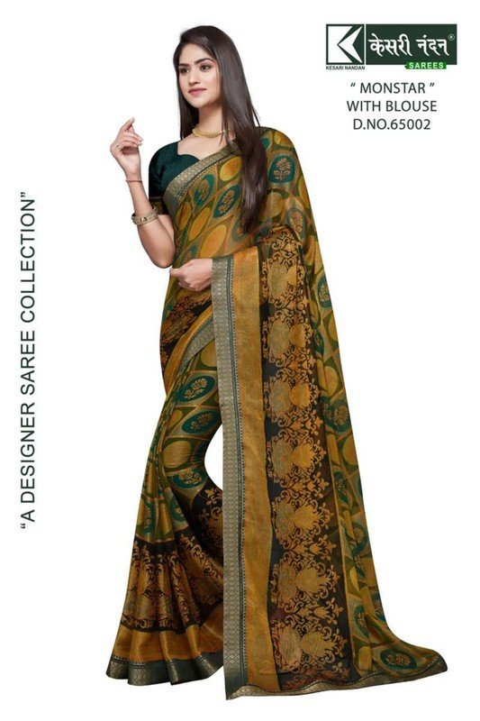 Kesari Nandan Monstar Kn-M65002 Multicolor Chiffon Brasso Saree