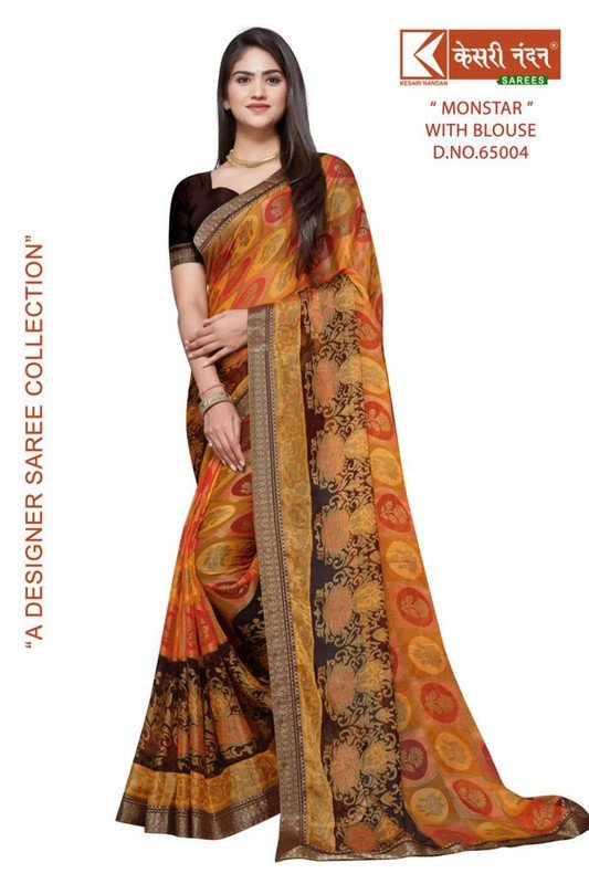 Kesari Nandan Monstar Kn-M65004 Multicolor Chiffon Brasso Saree