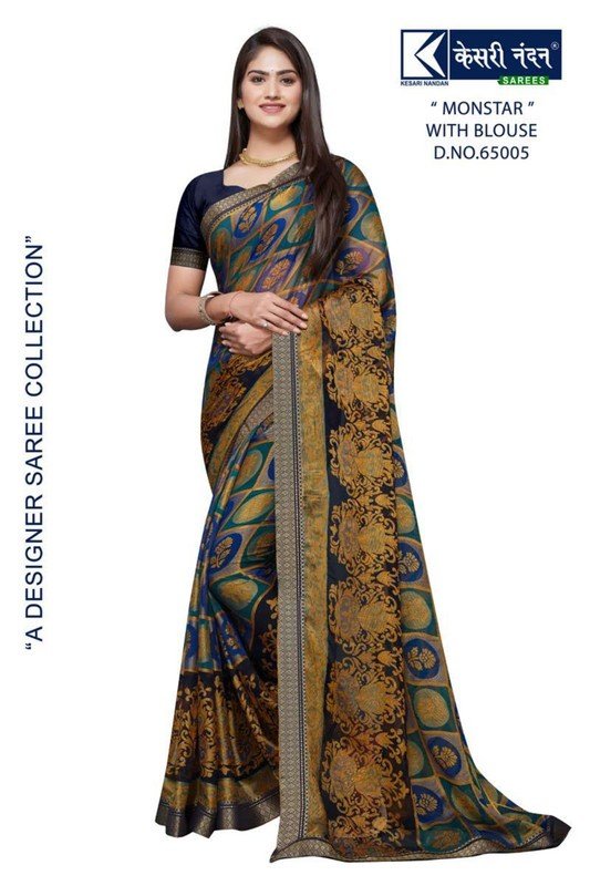 Kesari Nandan Monstar Kn-M65005 Multicolor Chiffon Brasso Saree