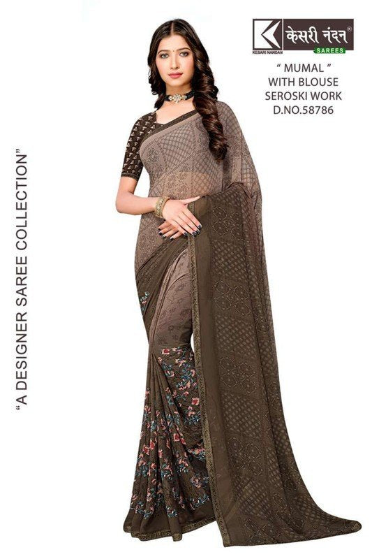 Kesari Nandan Mumal Kn-M58786 Grey Georgette Saree