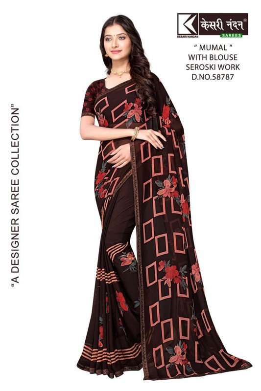 Kesari Nandan Mumal Kn-M58787 Maroon Georgette Saree