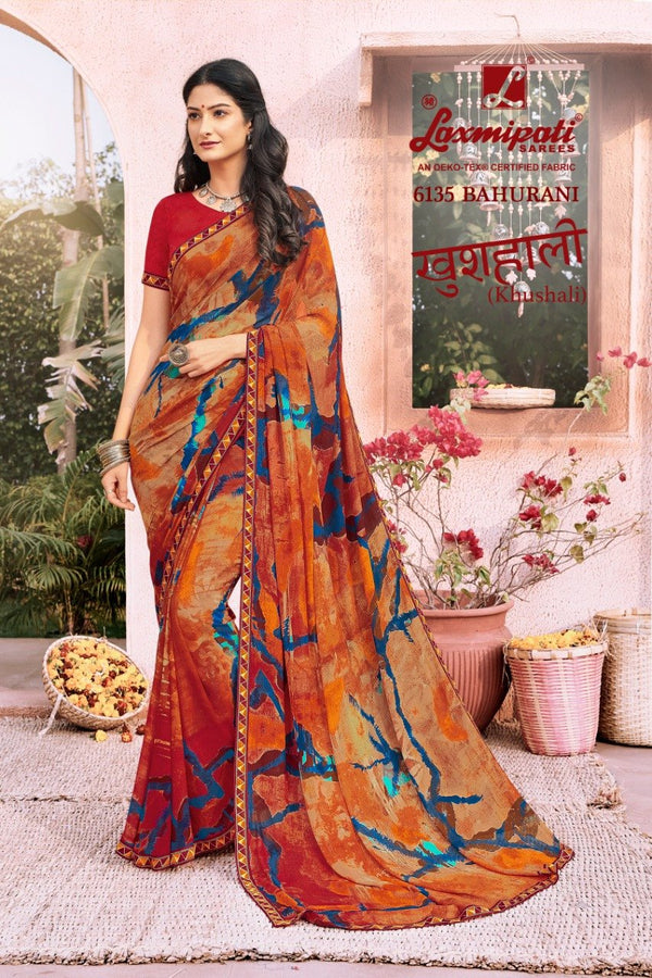 Laxmipati Khushali 6135 Multicolor Georgette Saree