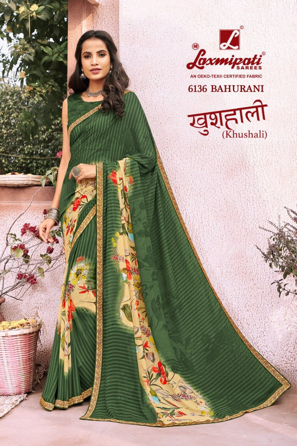 Laxmipati Khushali 6136 Green Georgette Saree