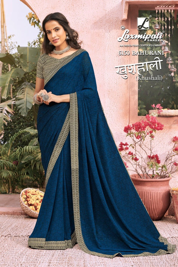 Laxmipati Khushali 6150 Blue Georgette Saree