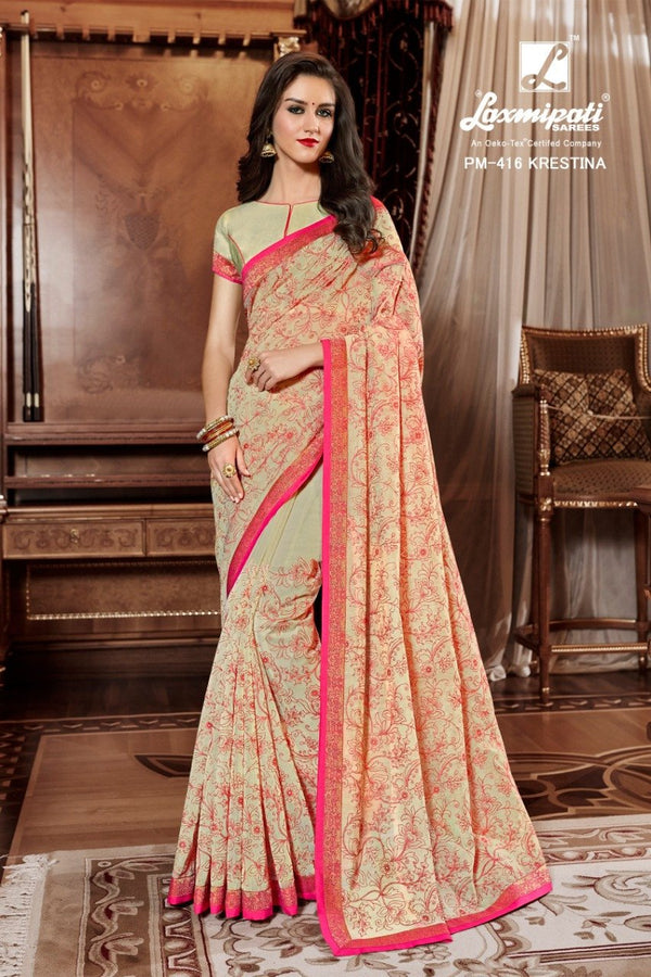 Laxmipati Kilkari Pm-416 Multicolor Cotton Silk Saree