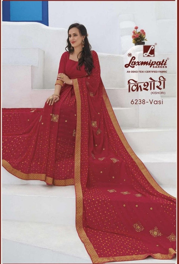 Laxmipati Kishori 6238 Red Chiffon Saree