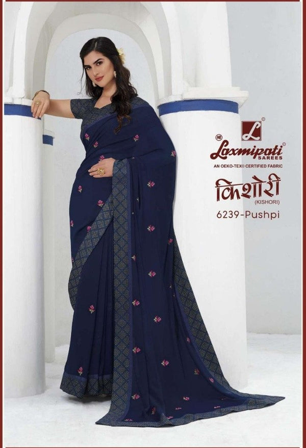 Laxmipati Kishori 6239 Blue Chiffon Saree