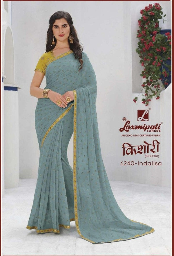 Laxmipati Kishori 6240 Blue Chiffon Saree