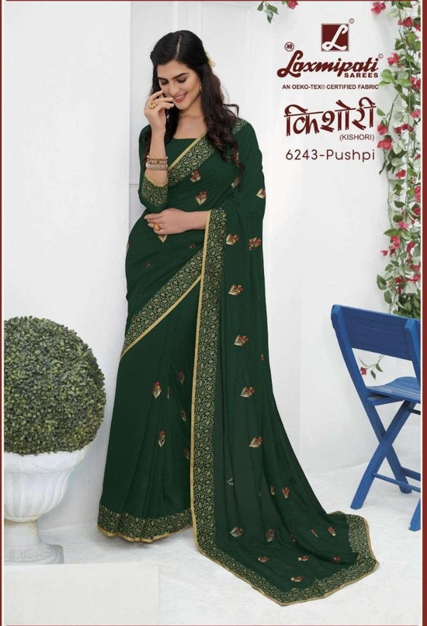 Laxmipati Kishori 6243 Green Georgette Saree