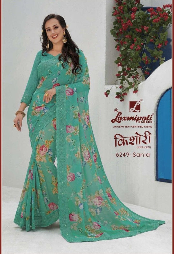 Laxmipati Kishori 6249 Green Georgette Saree