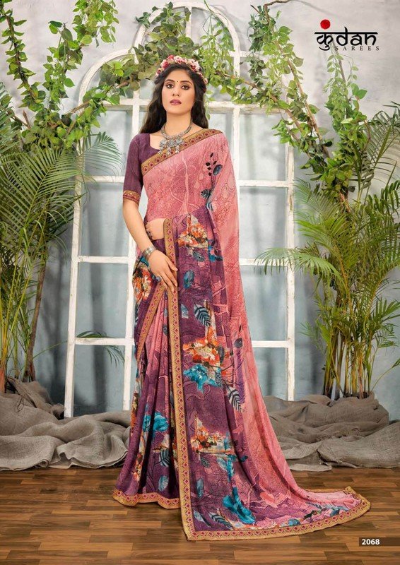 Kundan Pink Villa Kd-P2068 Purple Georgette Saree