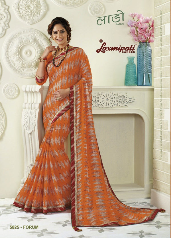 Laxmipati Laado 5825 Orange Chiffon Saree