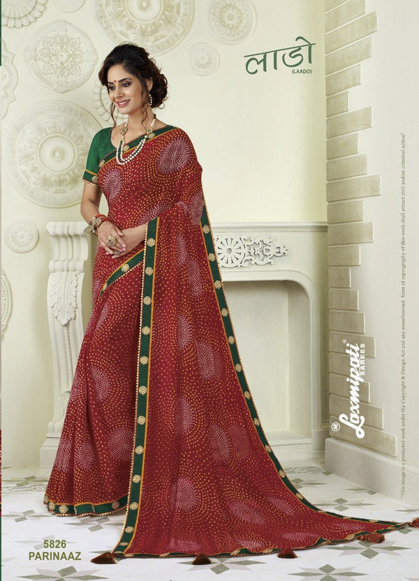 Laxmipati Laado 5826 Red Chiffon Saree