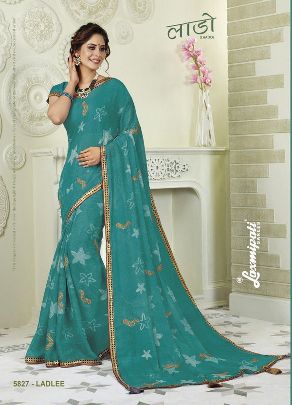 Laxmipati Laado 5827 Green Chiffon Saree