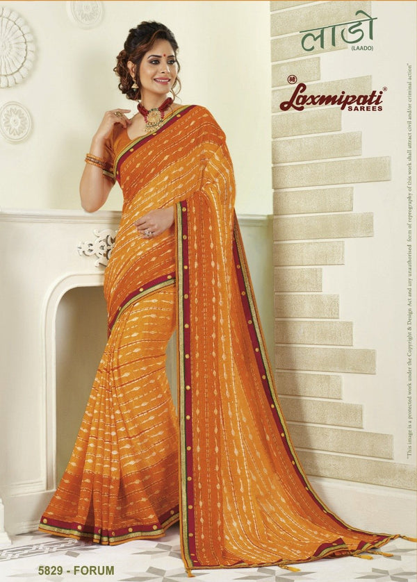 Laxmipati Laado 5829 Yellow Chiffon Saree