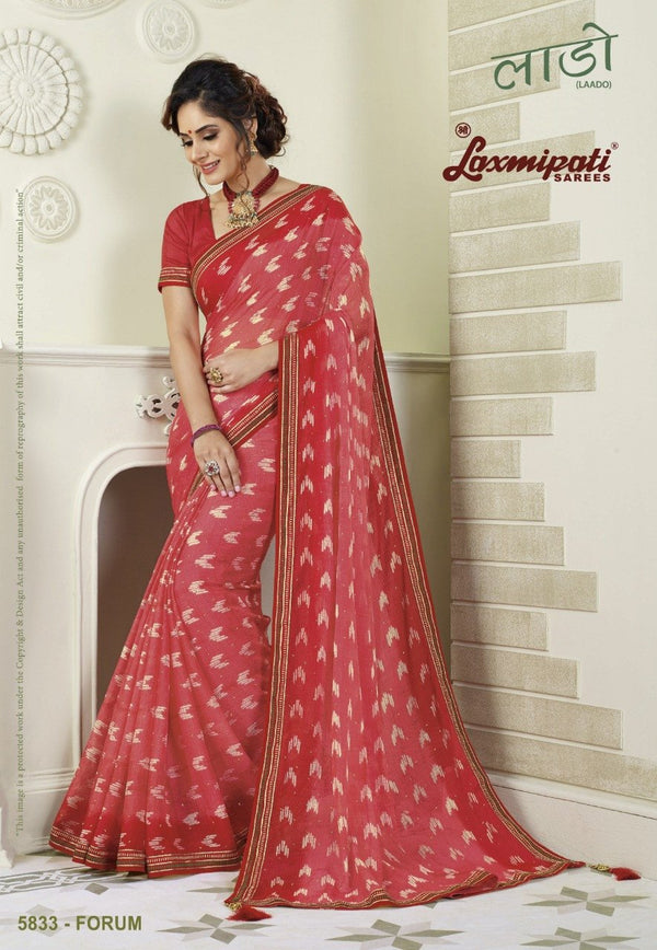 Laxmipati Laado 5833 Pink Chiffon Saree