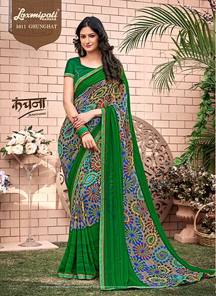 Laxmipati Kanchana 5011 Green Georgette Saree