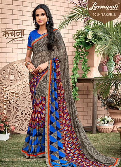 Laxmipati Kanchana 5010 Grey Georgette Saree