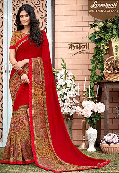 Laxmipati Kanchana 5009 Red Georgette Saree