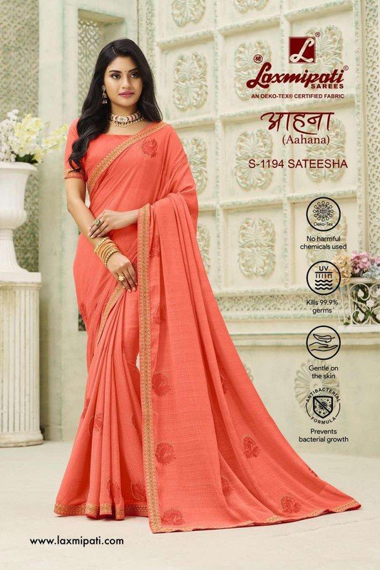 Laxmipati Aahana S-1194 Red Chiffon Saree