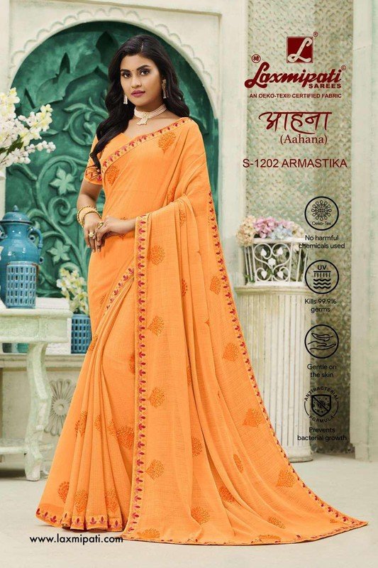 Laxmipati Aahana S-1202 Peach Chiffon Saree