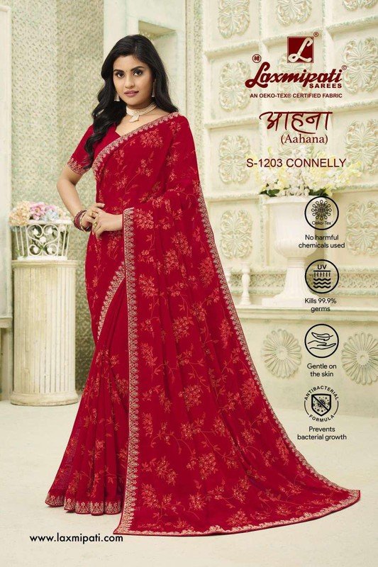 Laxmipati Aahana S-1203 Red Chiffon Saree