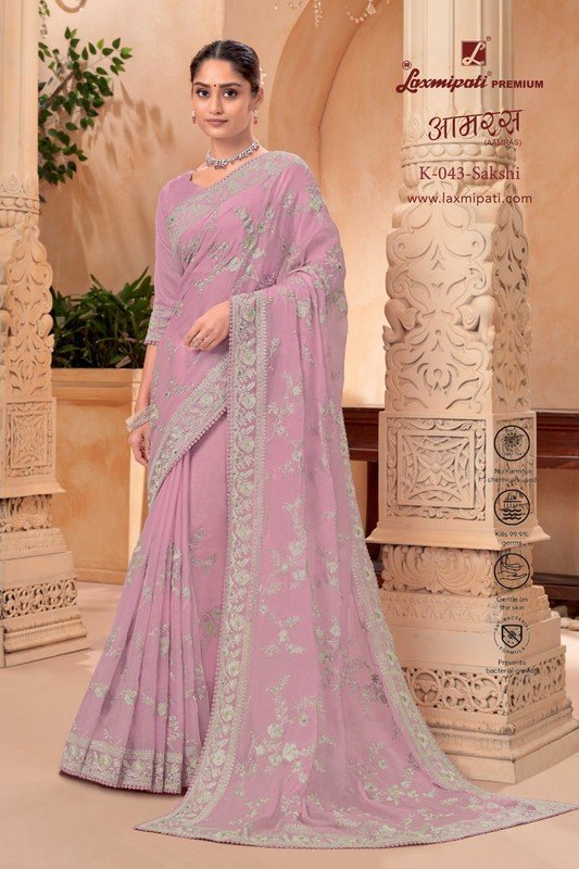 Laxmipati Aamras K-043 Pink Silk Chiffon Saree