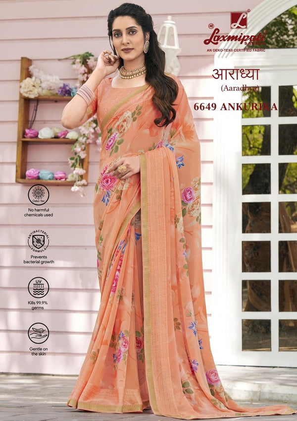 Laxmipati Aaradhya 6649 Orange Georgette Saree