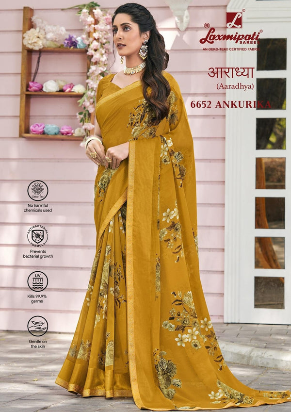 Laxmipati Aaradhya 6652 Yellow Georgette Saree