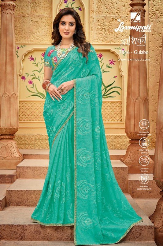 Laxmipati Aashiqui 7846 Green Chiffon Saree