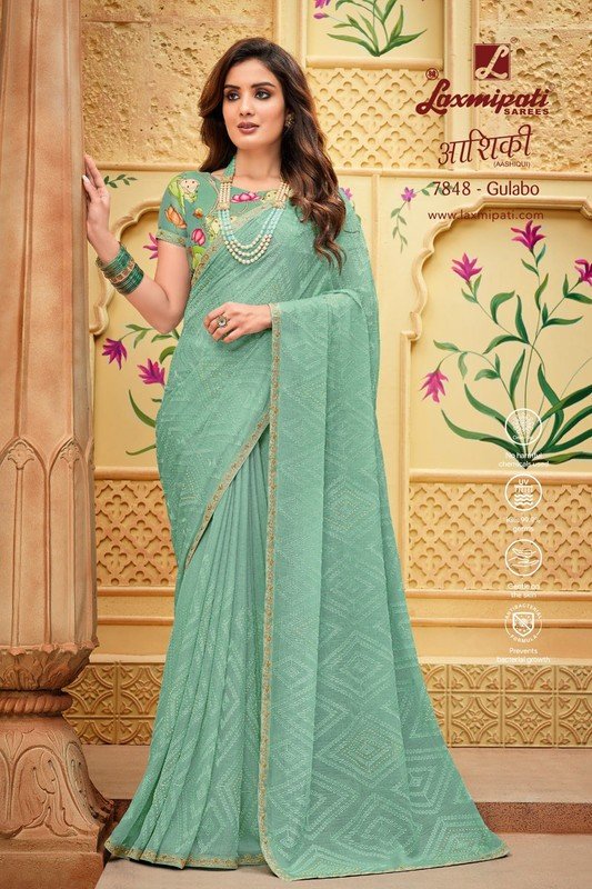 Laxmipati Aashiqui 7848 Green Chiffon Saree