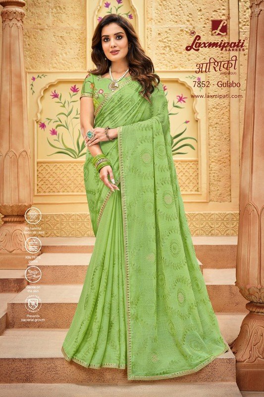 Laxmipati Aashiqui 7852 Green Chiffon Saree