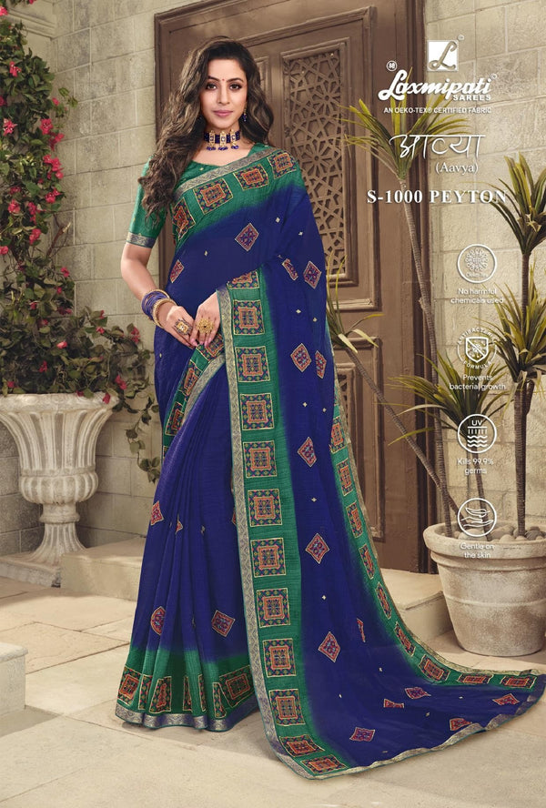 Laxmipati Aavya S-1000 Blue Chiffon Saree