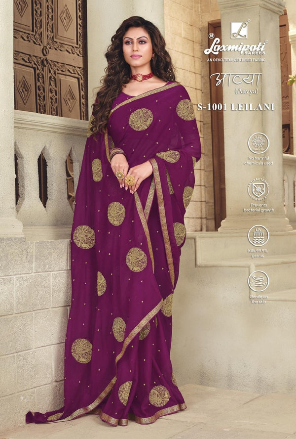 Laxmipati Aavya S-1001 Purple Chiffon Saree