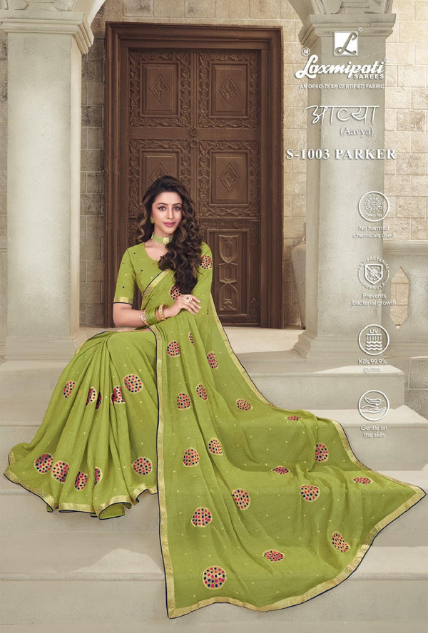 Laxmipati Aavya S-1003 Green Chiffon Saree