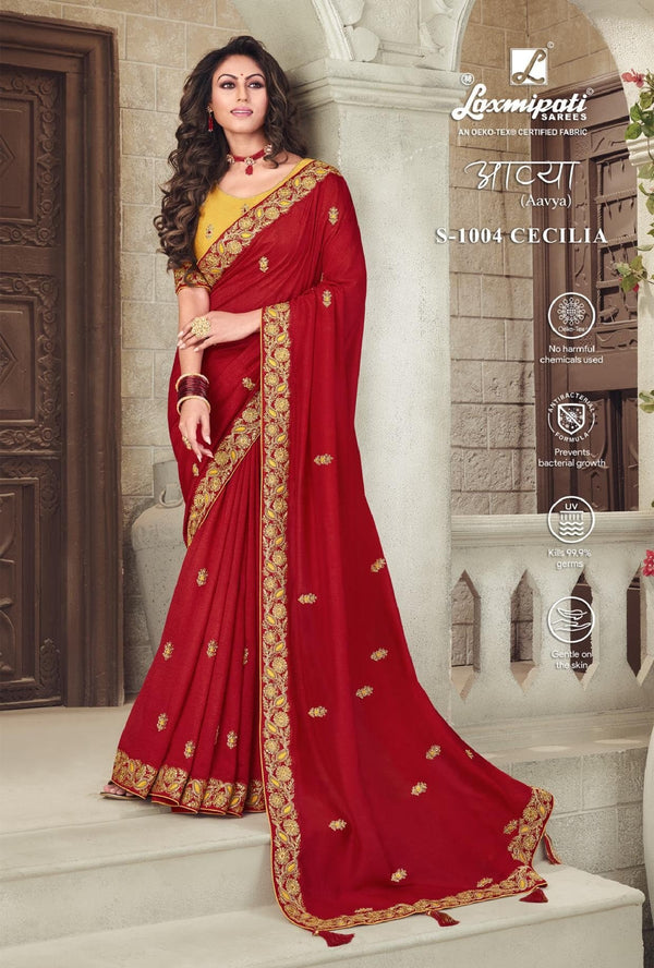 Laxmipati Aavya S-1004 Red Raw Silk Saree