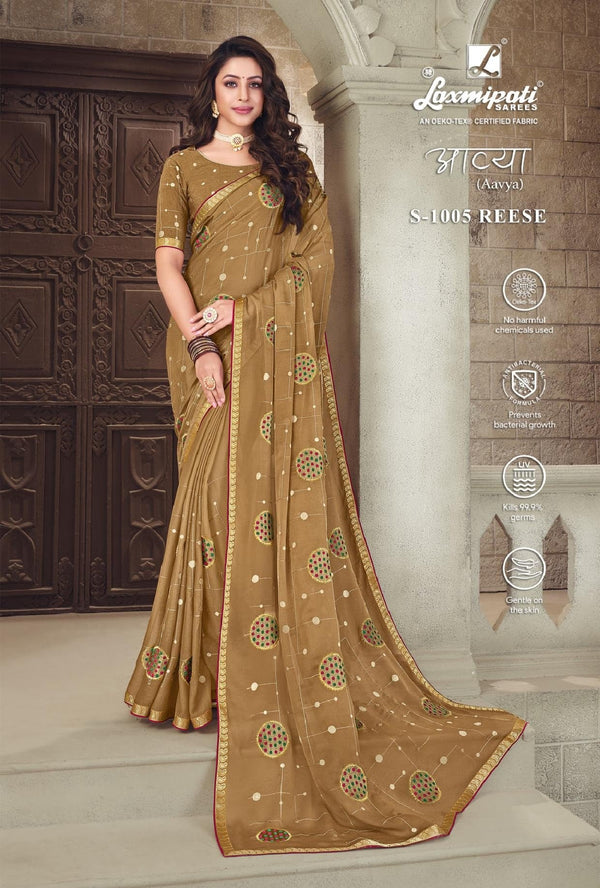 Laxmipati Aavya S-1005 Brown Chiffon Saree