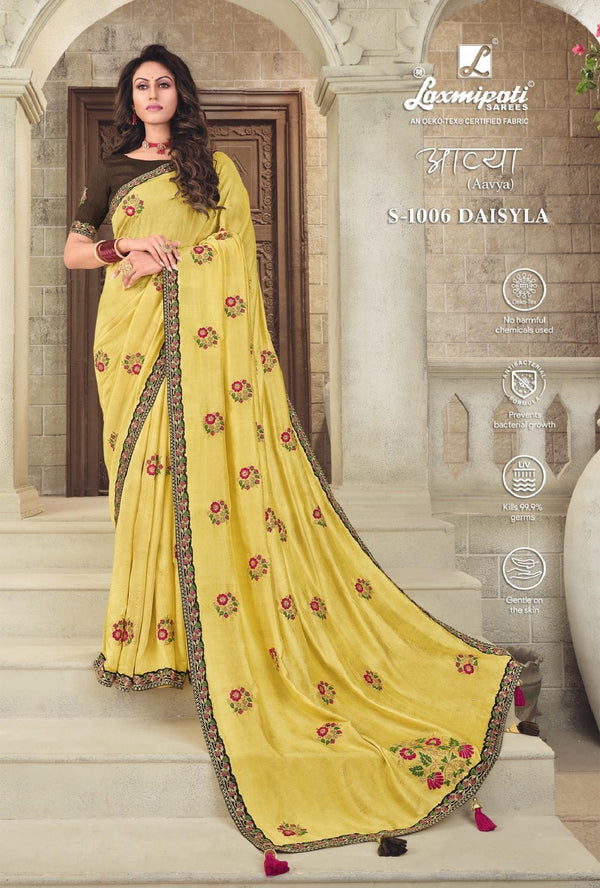 Laxmipati Aavya S-1006 Yellow Raw Silk Saree