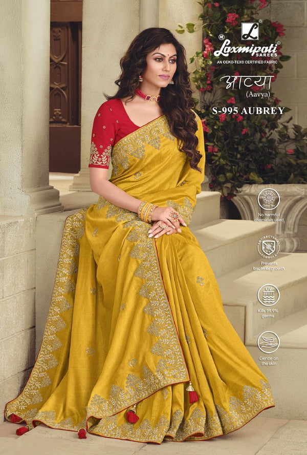 Laxmipati Aavya S-995 Yellow Raw Silk Saree