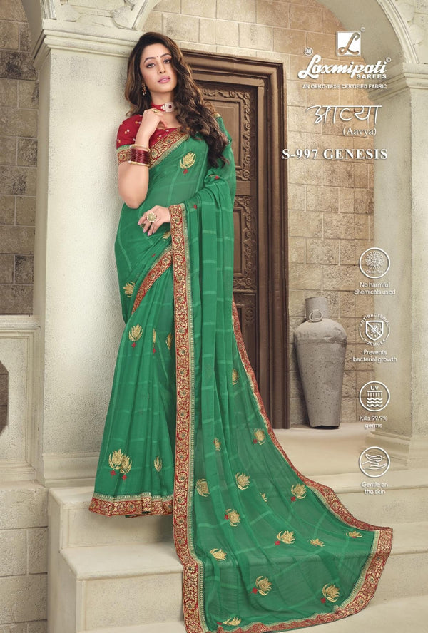 Laxmipati Aavya S-997 Green Chiffon Saree