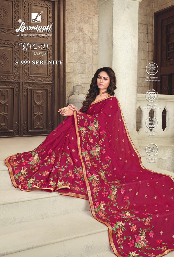 Laxmipati Aavya S-999 Red Chiffon Saree