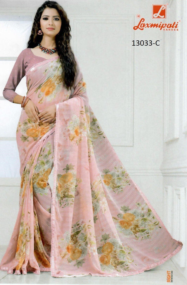 Laxmipati All Time Hit Pm-13033-C Pink Georgette Saree