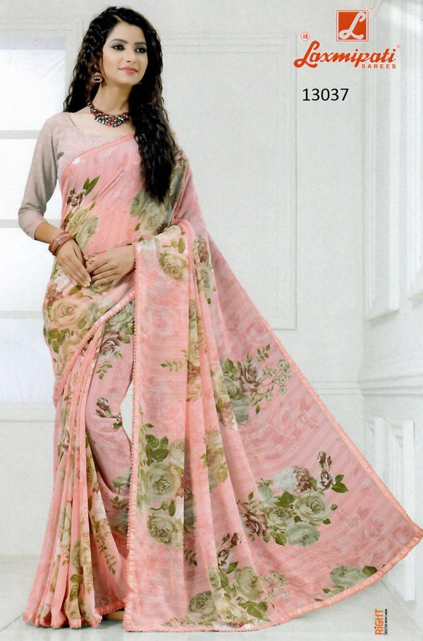 Laxmipati All Time Hit Pm-13037-A Pink Georgette Saree