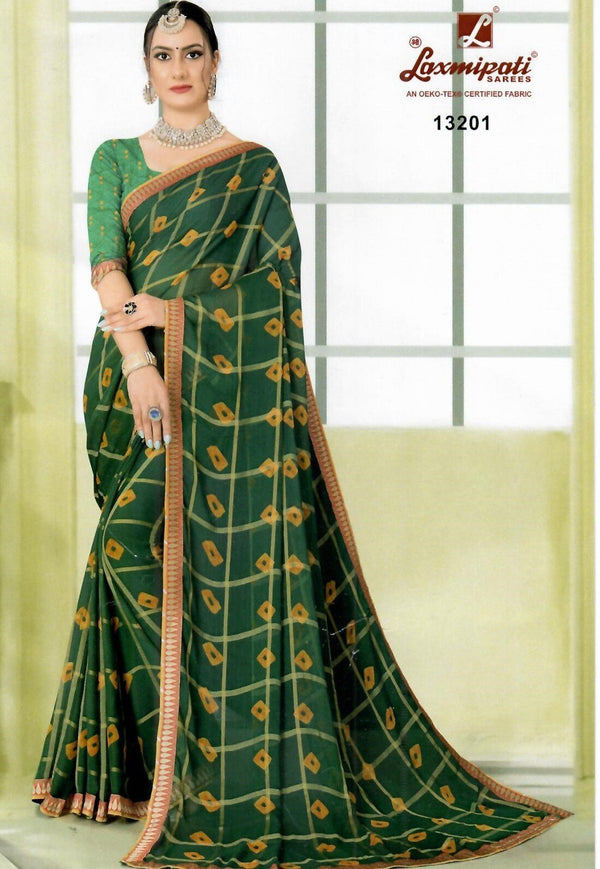 Laxmipati All Time Hit Pm-13201 Green Chiffon Saree