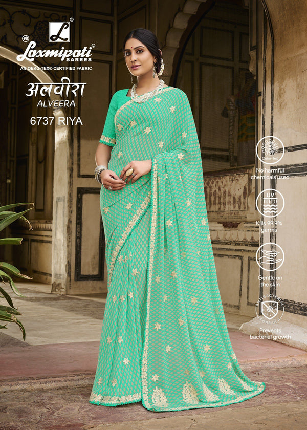 Laxmipati Alveera 6737 Green Georgette Saree